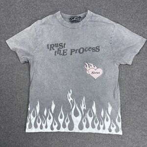 Couture Trust The Process Flame Graphic T Shirt Gray Streetwear Mens M
